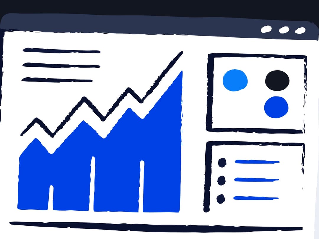 Analytics dashboard interface with data and a chart