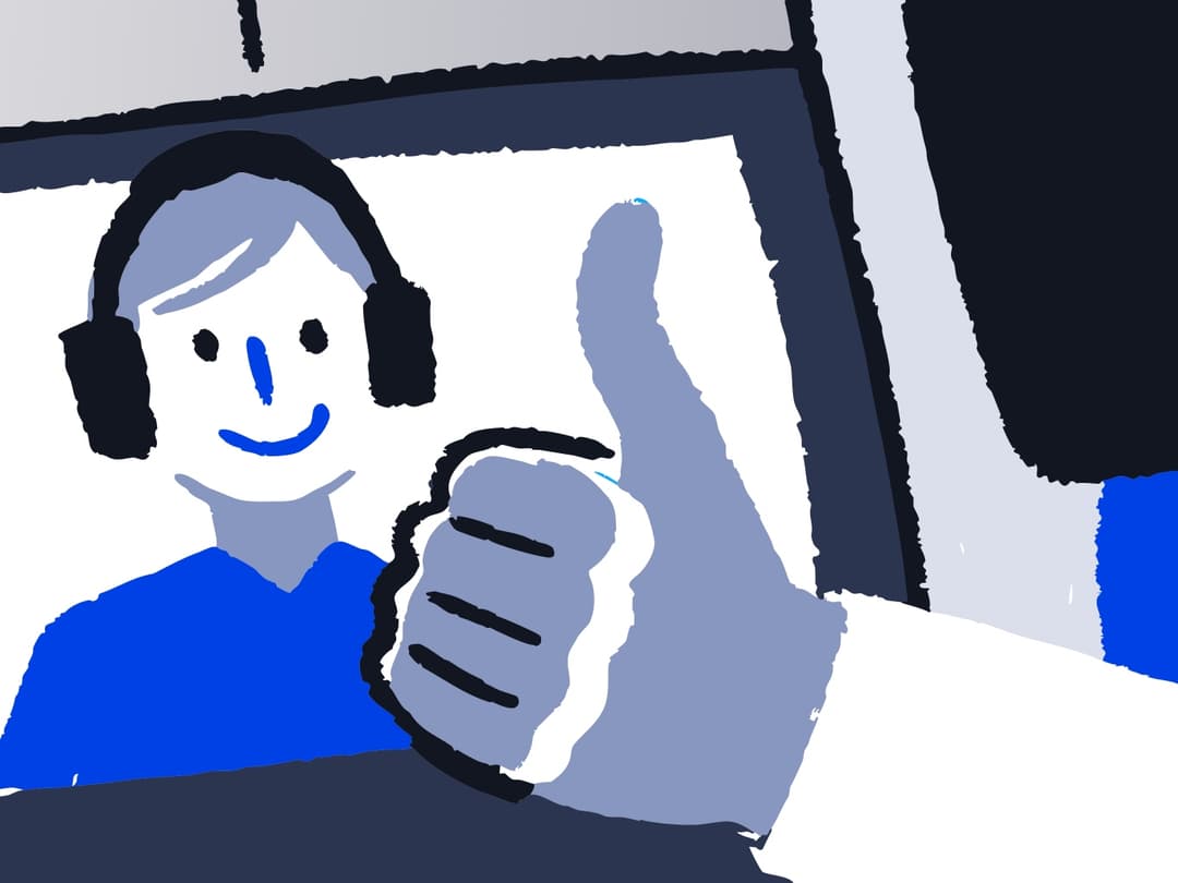 Person doing a thumbs up sign